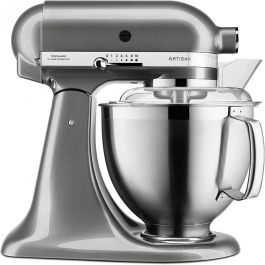 KitchenAid 5KSM185PS Robot mixeur Artisan 4,8 L argent Medallion Silver avec batteur, pétrin, fouet, rotation planétaire, 10 vitesses