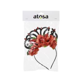 Diadema pour Catrina Día de los Muertos avec Roses Rouges et Couronne Noire - Accessoire de Fête Halloween 2025