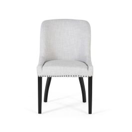 GINER Y COLOMER Lot de 2 chaises rembourrées en tissu gris avec assise 43x46 cm, dossier 50 cm et pieds en bois noir - Confort et design contemporain