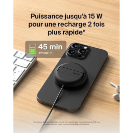 Belkin Pad de recharge sans fil 15W USB-C noir - Recharge rapide et design minimaliste