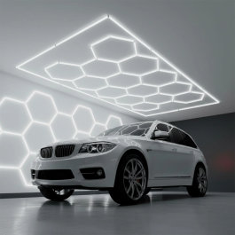 Lámpara LED hexagonal 6000K 690W 76000 lúmenes 14 hexágonos 56cm + Rectángulo 500cm