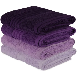Ensemble de 4 serviettes de main en coton 100%, 50x90 cm, couleur violette - Lot de serviettes absorbantes et douces pour salle de bain Precio: 42.252. SKU: B138AC2EEB