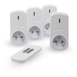 Chacon Kit de 4 prises électriques avec télécommande - Contrôle à distance sans fil (25 m, 2000 W) - Pour lampes et appareils électriques