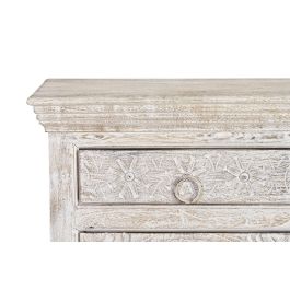 GINER Y COLOMER - Buffet 3 portes et 3 tiroirs en bois de manguier massif, finition blanc vieilli antique, dimensions 90 x 150 x 40 cm