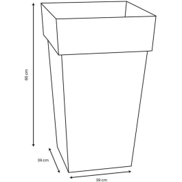 EDA Pot de Fleurs Toscane Haut Carré - 39x39x65 cm, 62 L, Intérieur/Extérieur, Traité Anti-UV et Gélif, Bleu Jean