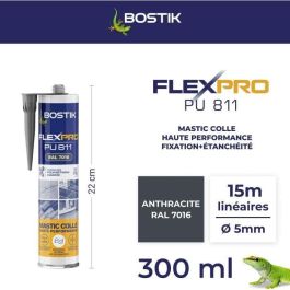 Bostik Flexpro PU811 Mastic Adhésif Polyuréthane Gris Anthracite RAL7016 300ml