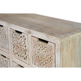 GINER Y COLOMER Commode 9 tiroirs en bois de manguier blanc vieilli avec pieds en fer, 21x20x30 cm (intérieur tiroirs) - Décoration