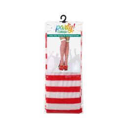 Chaussettes rayures rouge et blanc en polyester pour adulte, accessoire déguisement Noël et cirque