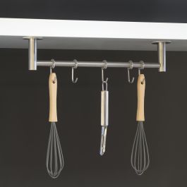 Emuca Support adhésif pour cuisine avec 5 crochets Supra, acier inoxydable