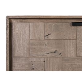 GINER Y COLOMER Buffet en acacia et métal avec finition pierre, 2 portes et 3 tiroirs - 160 cm de large, ton sable et noir