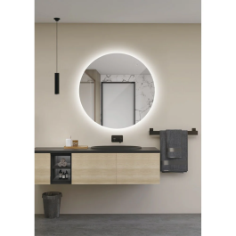 LIMEX Miroir Lumineux Salle de Bain Lisboa Ø80cm Blanc Froid Capteur Anti-buée / On-Off LIMEX-LISB002/80