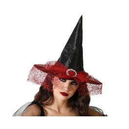 Déguisement Sombrero de bruja noir avec voile et ruban toile d'araignée rouge - Accessoire Halloween Precio: 10.9965744. SKU: B1HX76RVM9