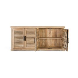 GINER Y COLOMER Buffet 4 Portes en Bois de Mango Massif - Dimensions 200x90x40 cm - Espace de Stockage - Style Rustique Naturel