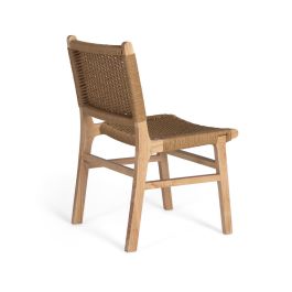GINER Y COLOMER - Lot de 2 chaises en bois de caoutchouc avec assise en fibre synthétique tressée - Design contemporain - Couleur naturelle - 86 x 57 x 50 cm