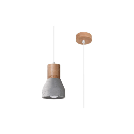 SOL Lampe Suspendue QUBIC SOL-SL.0963 Bois et Béton Noir/Gris Industriel Moderne