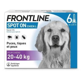 Frontline Spot On pour chien 20-40kg - Antiparasitaire - 6 pipettes