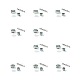 Emuca Lot de 10 excentriques diamètre 35mm avec boulon M8 et écrou avec capuchon en plastique blanc, pour panneau de 20mm, Zamak et Acier