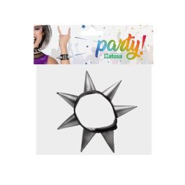 Pulsera Punk - Bracelet à pointes argenté noir pour adultes, accessoire de style heavy metal et futuriste