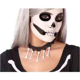 Collar pour déguisement crâne et Catrina, noir avec dentelle et pendentifs os - Accessoire Halloween et Dia de los Muertos Precio: 11.6900004. SKU: S1130661