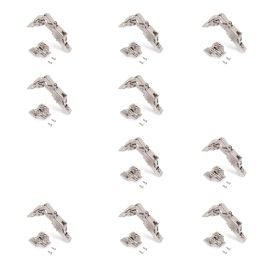 Emuca Lot de 10 charnières droites X91 à ouverture de 165 degrés avec fermeture amortie et embases euro, hauteur 0, acier, nickelé