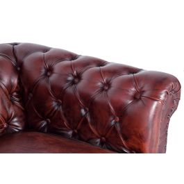 Giner y Colomer Canapé Chesterfield en Cuir Naturel Marron Vieilli, Dimensions 72x96x85 cm, Assise 54x54 cm