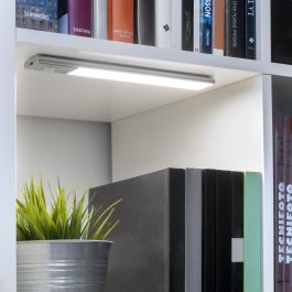 Emuca Luminaire LED Kaus rechargeable par usb avec détecteur de mouvement, L 240 mm, Anodisé mat, Plastique et Aluminium