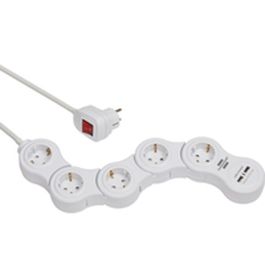Multiprise 5 Prises avec Interrupteur Brennenstuhl Vario-Power Blanc 3600 W USB x 2 (1,4 m)