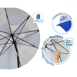 Parasol de plage Bleu Ø 180 cm SPF50+ Marin