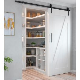 Emuca Kit de quincaillerie pour porte coulissante suspendue en bois de Barn, Sans fermeture souple, panneaux non inclus, Acier et Plastique, Peint en noir