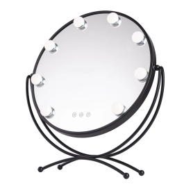 Miroir LED Maquillage Éclairé 48x43cm Noir Lumière Réglable Température de Couleur 2700-6500K SUN-KRS-430-B