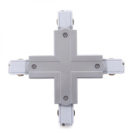 Connecteur + pour rail triphasé couleur argenté