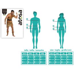 Déguisement homme adulte de cavernicole néandertal taille XL - Costume d'homme préhistorique avec tunique, jambières et bandeau en polyester marron - 4 pièces