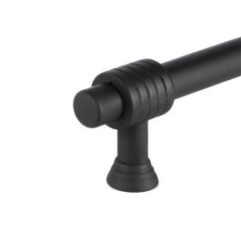 HERRAJES ALK Tirador Zamak Bru Negro y Cuero Acabado Negro