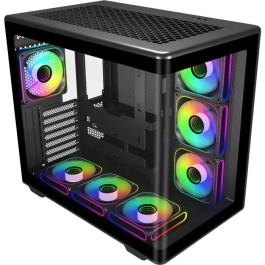 Cooler Master Elite 600 Black Boîtier PC Moyen Tour avec 7 Ventilateurs ARGB Préinstallés, Hub de Contrôle, Panneau en Verre Trempé et Connectique USB Type-C