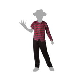 Disfraz Costume Enfant Assassin de Cauchemars, Halloween, Garcon 5-6 Ans, Composition Pantalon Noir et Chemise a Rayures Vert et Rouge