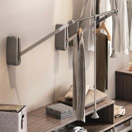 Emuca Penderie rabattable pour armoire Hang mural, 600-830, Chromé, Acier et Plastique