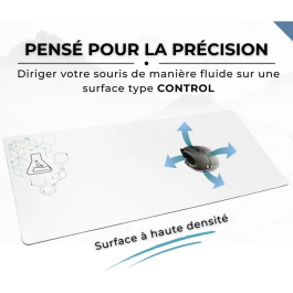 The G-Lab PAD SELENIUM - Tapis de souris XXL antidérapant gaming et bureau - 90 x 40 cm - Blanc