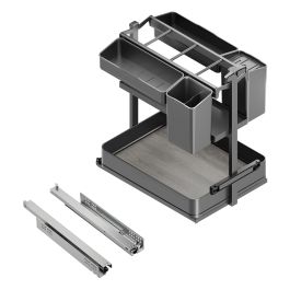 Emuca Chariot extractible avec paniers et accessoires Harmony avec fermeture à amortie, Module largeur 400mm hauteur 700mm, Acier et Bois, Gris anthracite