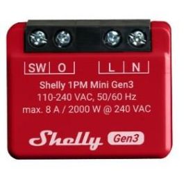 Shelly Relais "1PM Mini Gen. 3" WLAN BT Messfunktion max 8A 1 Kanal Unterputz