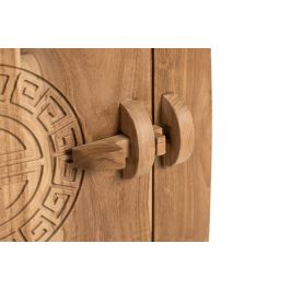 GINER Y COLOMER - Table de chevet en bois massif de teck - 60 cm de haut - 1 tiroir et 1 porte - Design artisanal oriental - 54x37 cm