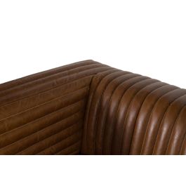 GINER Y COLOMER - Canapé 3 Places en Cuir Vintage avec Pattes en Acier - Style Moderne et Confortable - Dimensions: 220x98x67 cm - Marron
