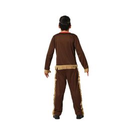 Déguisement d'Indien Rouge pour Garçon Enfant, Complet avec Serre-Tête, Taille 3-4 Ans, Thématique Far West, Marron, Polyester