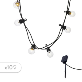 Lumisky Guirlande Lumijardin Solaire 10 Ampoules LED Blanc Chaud pour Extérieur, 8 Modes d'Éclairage, IP65