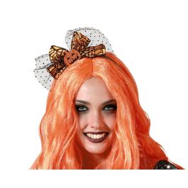 Diadème Halloween avec ruban noir à pois orange et décoration citrouille brillante - Accessoire pour costume de sorcière ou fête Precio: 10.5. SKU: B1A5VPJAJZ