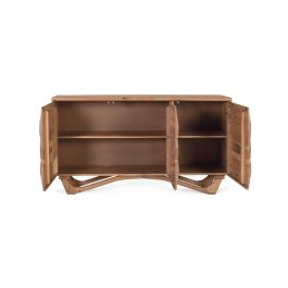 GINER Y COLOMER - Buffet en acacia massif fabriqué à la main 140 cm, design contemporain avec ouverture push, couleur naturelle