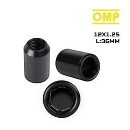 Omp Speed Jeu De 4 Écrous Étoile M12x1.25 Long 36 mm Clé 17-19 Couleur Noire Din 10.9 OMPS09731201