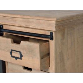 GINER Y COLOMER Meuble TV style industriel en bois de manguier et métal, couleur naturel et gris