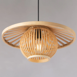 Lampe Suspendue Pembroke Pines SKD-P80114, Rotin, Style Naturel Boho-Chic