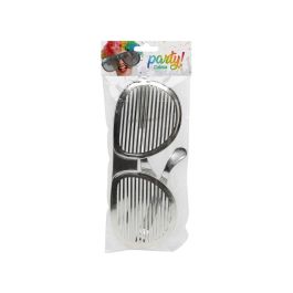 Lunettes de Carnaval Argentées à Effet Grille XXL pour Femme Adulte, Fête et Déguisement