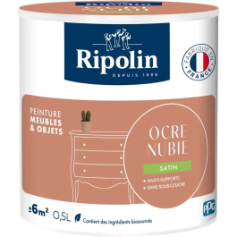 Ripolin - Peinture Meubles et Objets satinée 0,5L - Ocre Nubie - Application sans sous-couche - Pour bois, métal, intérieur et extérieur - Formule biosourcée 10% Precio: 39.228. SKU: B12KSECV7F